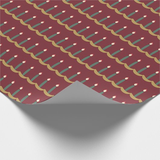 Candle Stripes-donkerrood Cadeaupapier (Hoek)