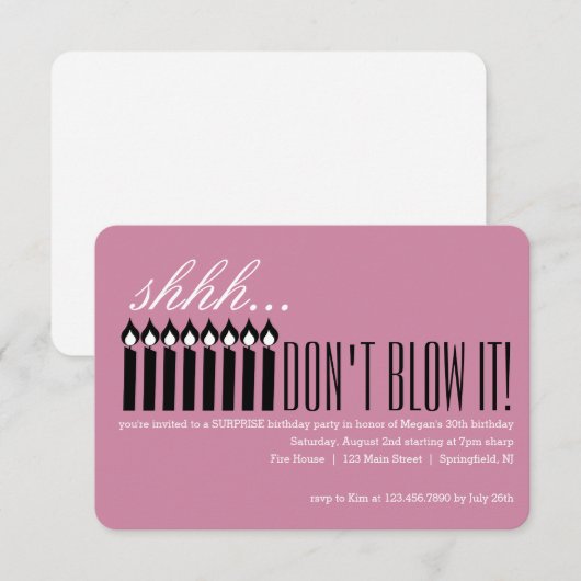 Candle Surprise Shhh... BLAUW HET NIET! Kaart (Voorkant / Achterkant)