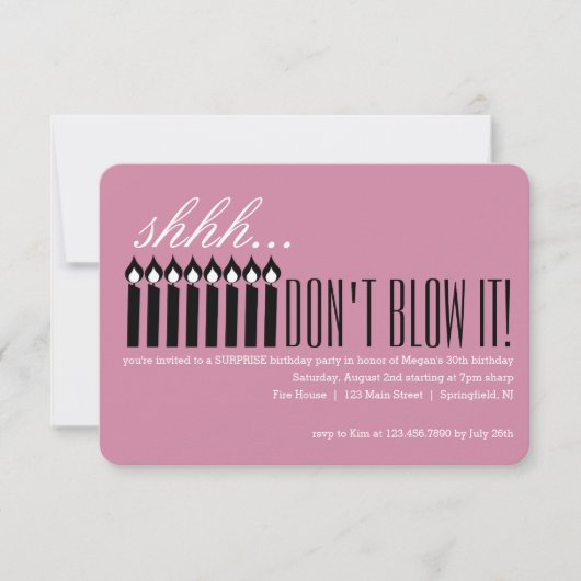 Candle Surprise Shhh... BLAUW HET NIET! Kaart (Voorkant)