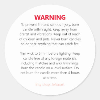 Candle warning label