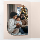 Candlelight Amber Cozy Vibes Retro Christmas Photo Drieluik Wenskaart (Binnenzijde eerst)