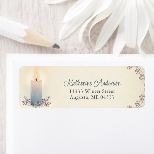 Candlelight Christmas Holiday Custom Address Etiket (Insitu)