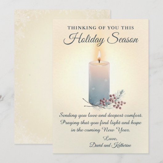 Candlelight Christmas Sympathy Condolence Card Feestdagenkaart (Voorkant / Achterkant)