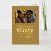 Candlelight Cozy Vibes Christmas Photo Folie Feestdagenkaart (Voorkant)