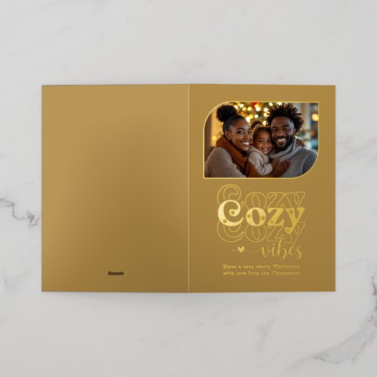 Candlelight Cozy Vibes Christmas Photo Folie Feestdagenkaart (Buiten Laag)