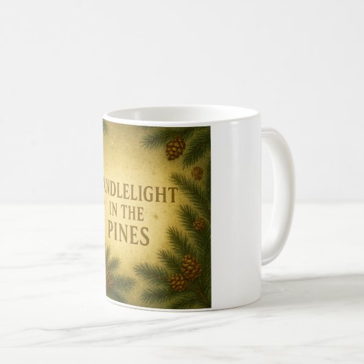 Candlelight in the Pines Mug | Elegant Woodland Koffiemok (Voorkant rechts)