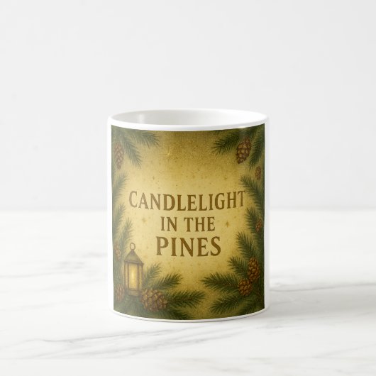 Candlelight in the Pines Mug | Elegant Woodland Koffiemok (Center)