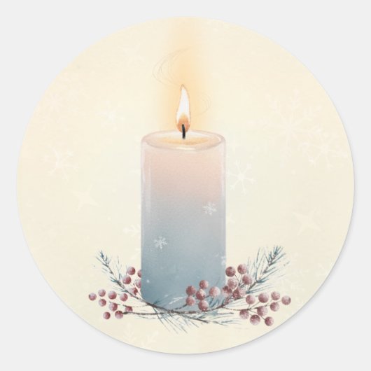 Candlelight Kerst Sympathie Envelope Geschenk Ronde Sticker (Voorkant)