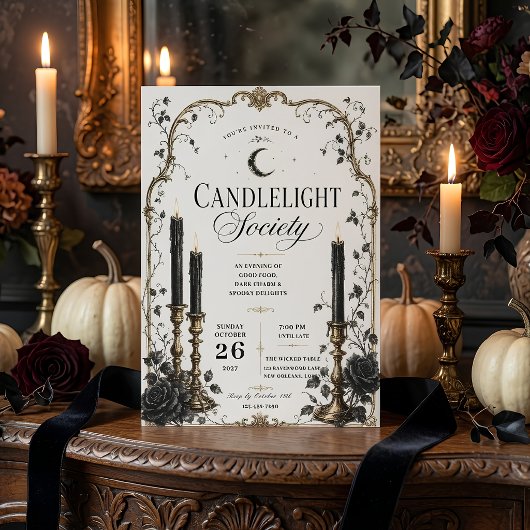 Candlelight Society Halloween Dinnerfeest Feestdagenkaart
