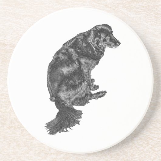 Candlelight Table Hush — Retriever Zandsteen Onderzetter (Voorkant)