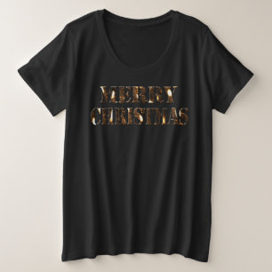 Candlelight Typography Merry Kerstry Grote Maat T-shirt