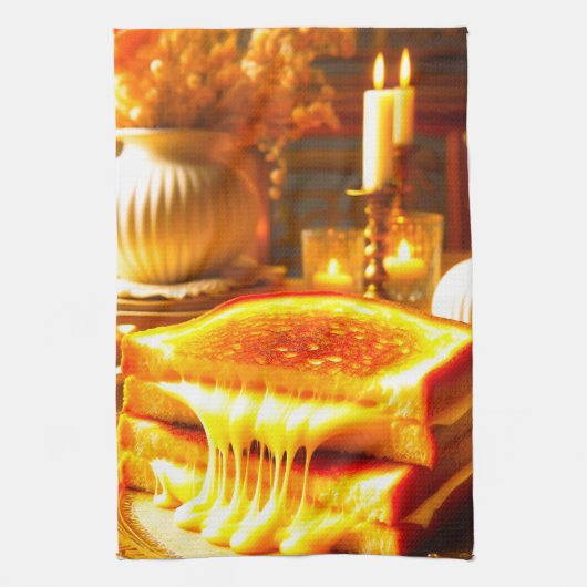 Candlelit Comfort Meal: Gegrilde Kaas Sandwich Theedoek (Verticaal)