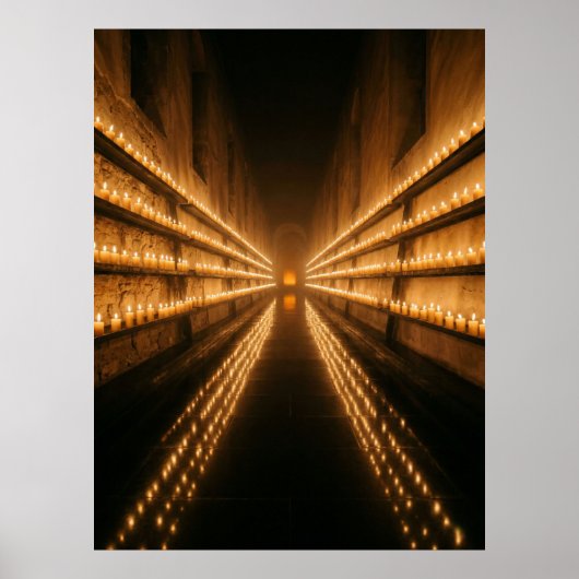 Candlelit Corridor Endless Light Path Poster (Voorkant)