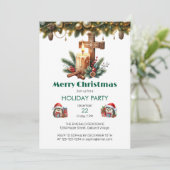 Candlelit Cross met kaneel en bessen Kerstmis Kaart (Staand voorkant)