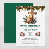 Candlelit Cross met kaneel en bessen Kerstmis Kaart (Voorkant / Achterkant)