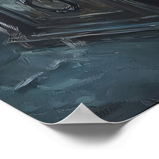 Candlelit Gothic Library Art, Dark Academia Poster (Hoek)