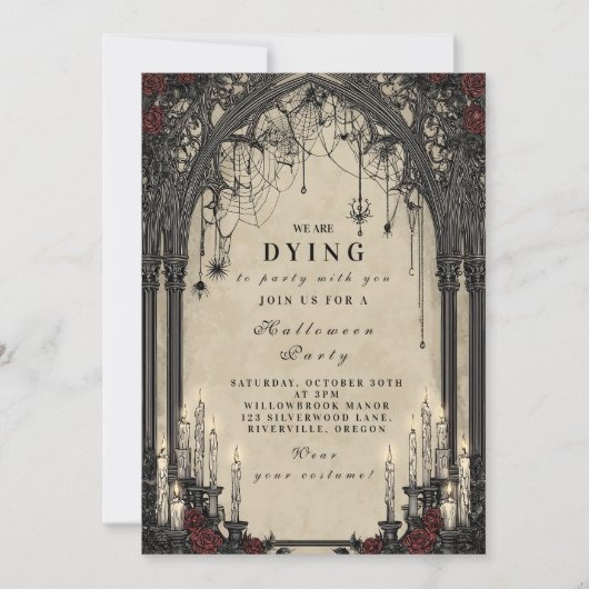 Candlelit Gothic Night Halloween Kaart (Voorkant)