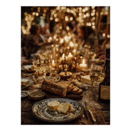 Candlelit Wine & Bread Feast Perfect Poster