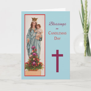 Candlemas Day Mary Holding Baby Jesus met Flowers Kaart