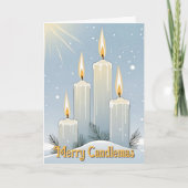 Candlemas Wiccan Imbolc Snowy Sunshine Candles Feestdagen Kaart (Voorkant)