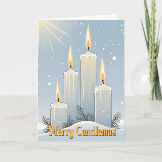 Candlemas Wiccan Imbolc Snowy Sunshine Candles Feestdagen Kaart (Voorkant)