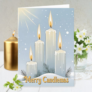 Candlemas Wiccan Imbolc Snowy Sunshine Candles Feestdagen Kaart