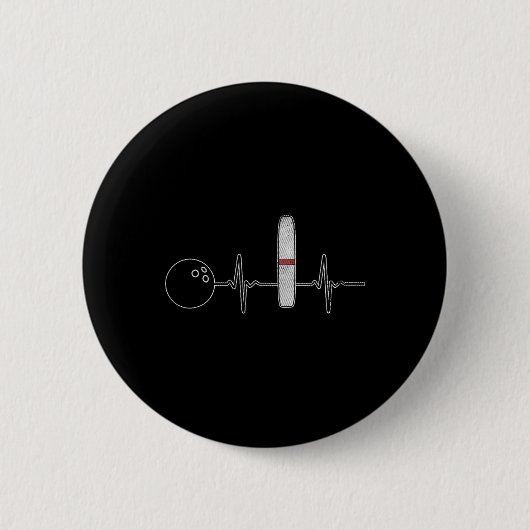 Candlepin Bowling Funny Heartbeat Bowler Ronde Button 5,7 Cm (Voorkant)