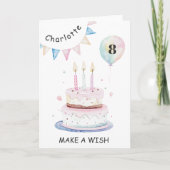 Candles and Cake Make a Wish Rainbow Birthday Kaart (Voorkant)