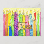 Candles Happy Birthday postcard by N. Janes Briefkaart<br><div class="desc">Send someone this cute hedgehog card to wish them a Happy Birthday.</div>