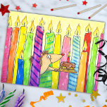 Candles Happy Birthday postcard by N. Janes Briefkaart<br><div class="desc">Send someone this cute hedgehog card to wish them a Happy Birthday.</div>