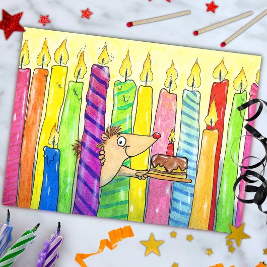 Candles Happy Birthday postcard by N. Janes Briefkaart