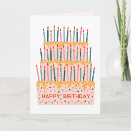Candles tiered cake illustration birthday card kaart