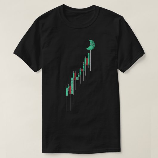 Candlestick Chart To The Moon T-shirt (Design voorkant)