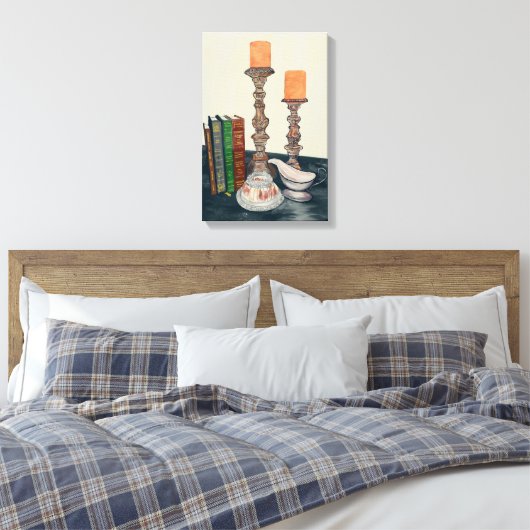 Candlestick Still Life Canvas Afdruk (Insitu (Slaapkamer))