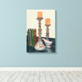 Candlestick Still Life Canvas Afdruk (Insitu (Houten vloer))