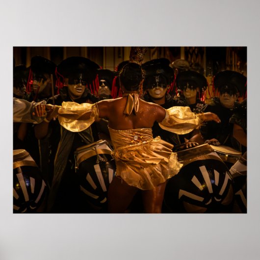 Candombe-trommelaars en vedette tijdens carnaval poster (Voorkant)