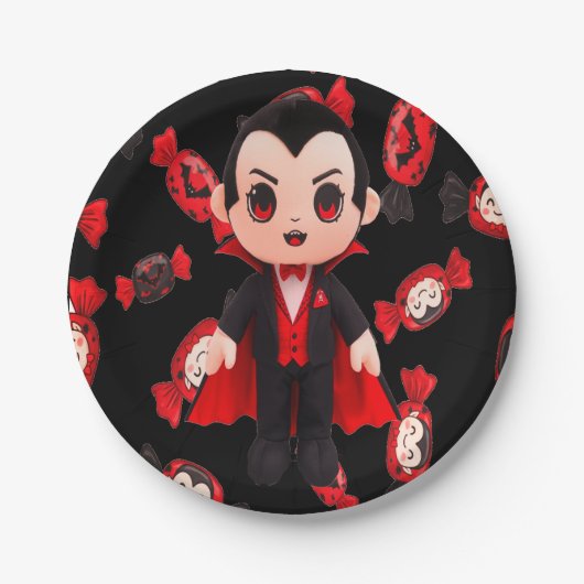 Candy and Dracula Cute Spooky Papieren Bordje (Voorkant)