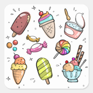 Candy and ice cream vierkante sticker