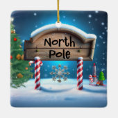 Candy And Wooden Christmas Sign Keramisch Ornament (Achterkant)