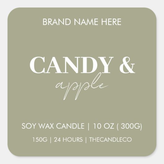 Candy Apple Herfst Kaars Label | Minimalistische H (Voorkant)