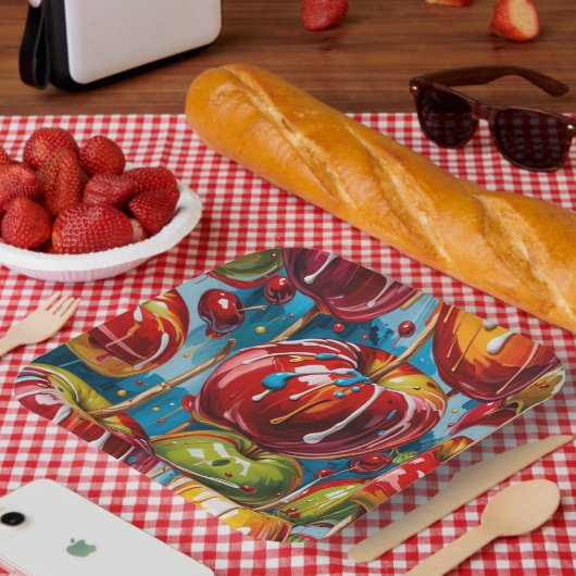 Candy Apple Paper Plate Papieren Bordje (Picknick)