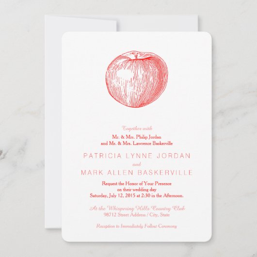 Candy Apple Red Letterpress Appel Kaart (Voorkant)