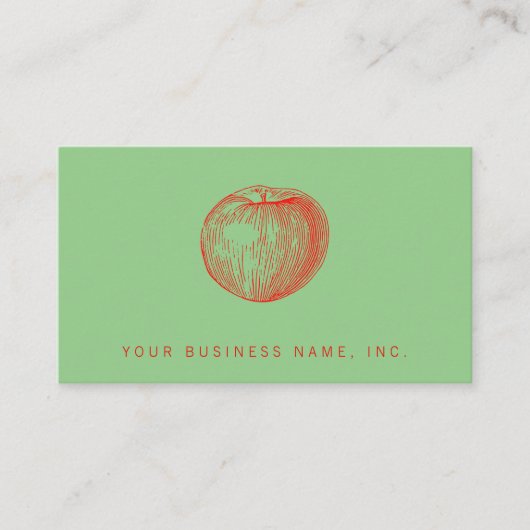 Candy Apple Red Letterpress Appel Visitekaartje (Voorkant)