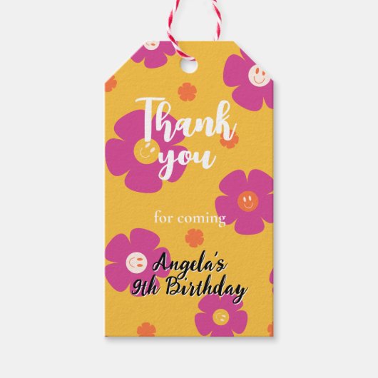 Candy bag labels for Daisy Rainbow birthday  Cadeaulabel (Voorkant)