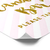 Candy Bar Baby Shower Bord Pink Gouden Strepen Poster (Hoek)