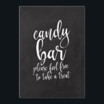 Candy Bar Betaalbare Chalboard Trouwbord Kaart<br><div class="desc">Een elegant trouwbord met snijrand,  met de tekst "Candy bar neem gerust een traktatie" in een extraverte scriptlettertype,  de borsteltextuur voegt een spontaan en speels gevoel toe. De achtergrondkleur kan worden gepersonaliseerd volgens uw behoeften en voorkeuren,  neem contact met me op als u een speciale vraag heeft.</div>