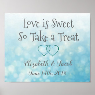Candy Bar Blauw en Grijs  Love is Sweet Poster