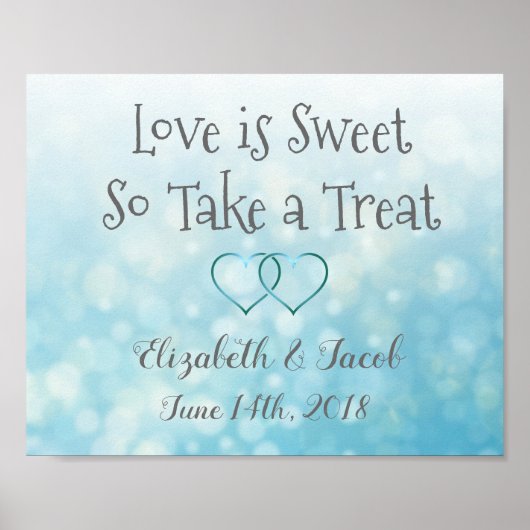 Candy Bar Blauw en Grijs Love is Sweet Poster (Voorkant)