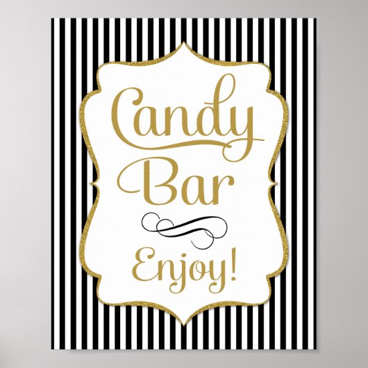 Candy Bar Bord Black Gold Buffet Poster (Voorkant)