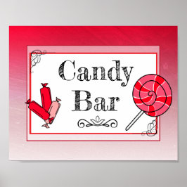Candy Bar Bruiloft Rood Bord Poster